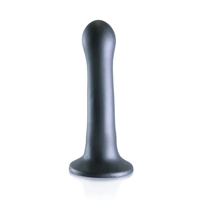 Shots Toys Dildos Shots Ouch Liquid Silicone Curvy GSpot 7 Inch Dildo Gun Metal