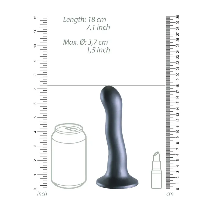 Shots Toys Dildos Shots Ouch Liquid Silicone Curvy GSpot 7 Inch Dildo Gun Metal