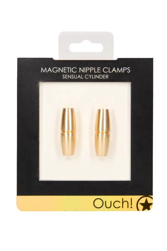 Shots Toys Ouch by Shots Toys Sensual Cylinder Magnetic Nipple Clamps Gold Vibrators