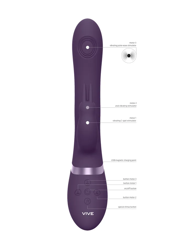 Shots Toys Shots Toys VIVE Rini Pulse Wave Double Penetration Rabbit Vibrator Purple Vibrators