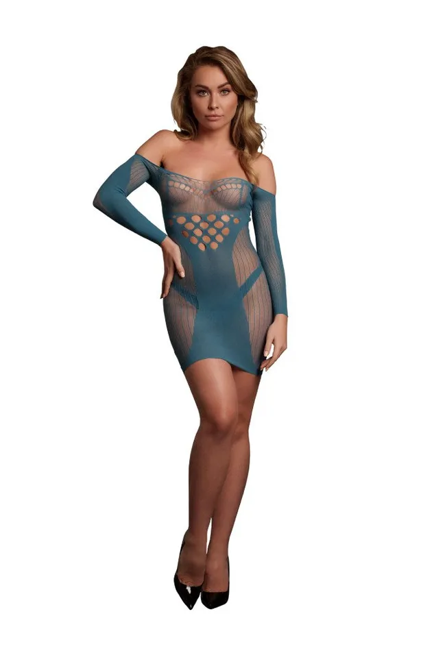 Shots Toys Vibrators Shots Toys Le Dsir DES017 Long Sleeve Net Mini Dress Various Colors OS