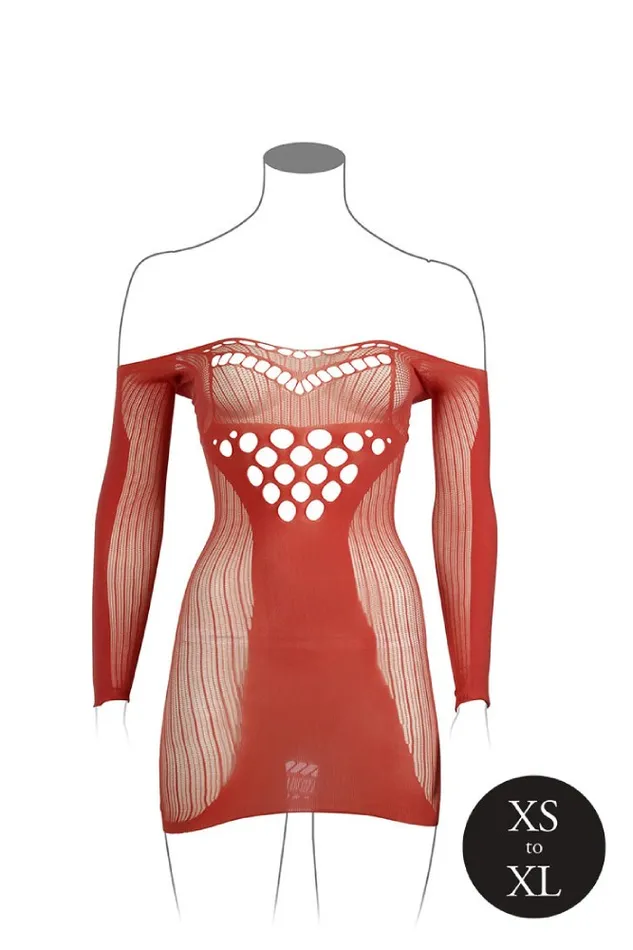 Shots Toys Vibrators Shots Toys Le Dsir DES017 Long Sleeve Net Mini Dress Various Colors OS