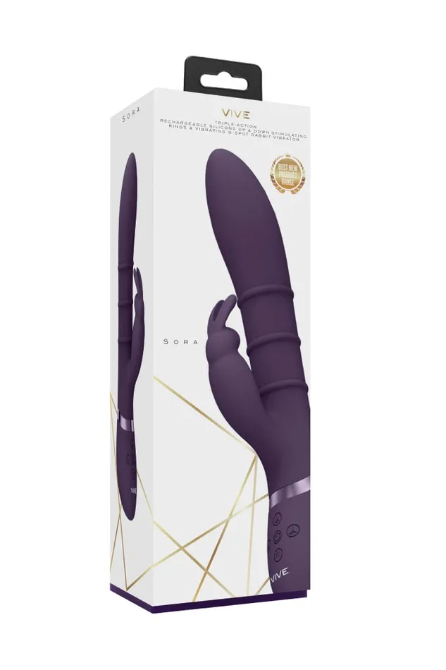Shots Toys Vibrators Shots Toys VIVE Sora Rabbit Vibrator with Stimulating Rings Assorted Colors