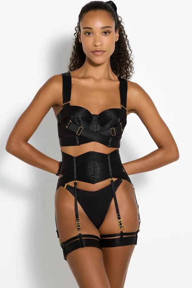 Signature Wide Strap Garters pair Black Bordelle Anal
