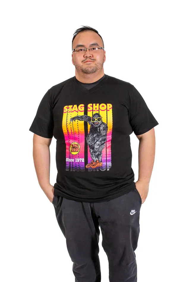 Stag Shop Anal Stag Shop 50th Anniversary Mens Gorilla VNeck TShirt Black