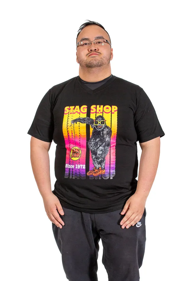 Stag Shop Anal Stag Shop 50th Anniversary Mens Gorilla VNeck TShirt Black