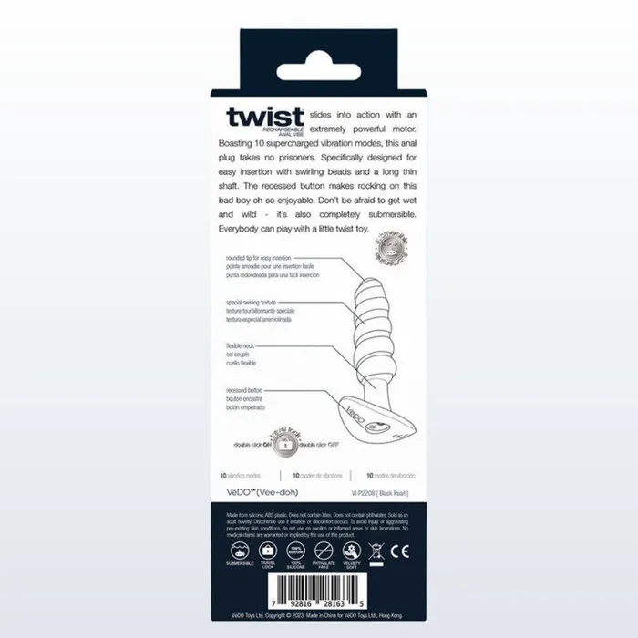 VeDO Twist Plug Vibrating Butt Plug Black VeDO Anal