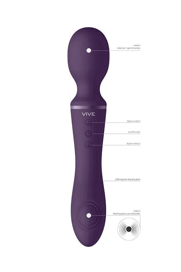 Vibrators Shots Toys Shots Toys VIVE Enora Dual Ended Wand Vibrator Massager Purple