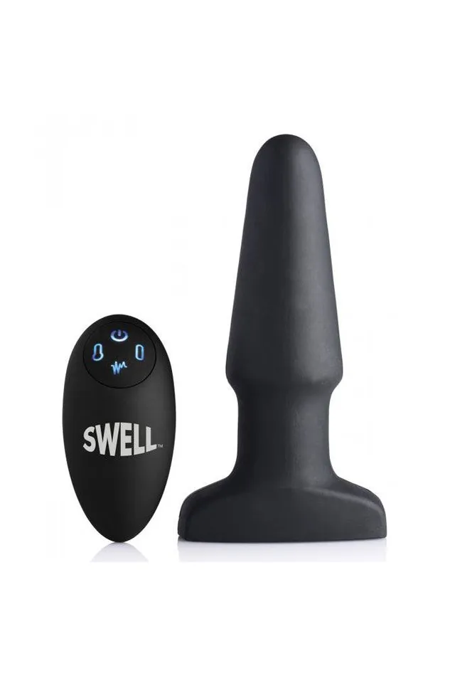 XR Brands Anal XR Brands Swell 10X Inflatable Vibrating Plug Remote Black XR Brands Anal XR Brands Swell 10X Inflatable Vibrating Plug Remote Black
