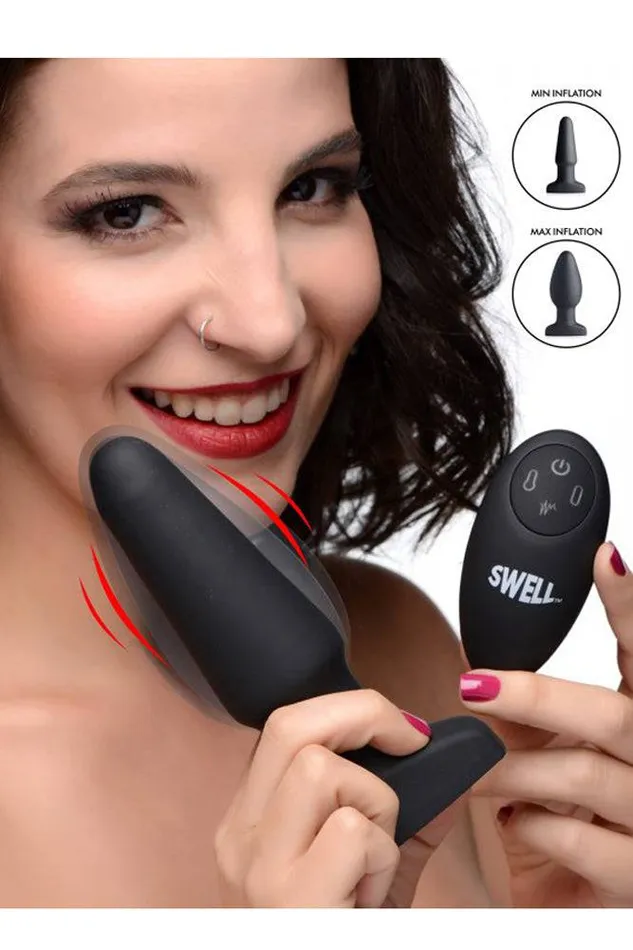 XR Brands Anal XR Brands Swell 10X Inflatable Vibrating Plug Remote Black
