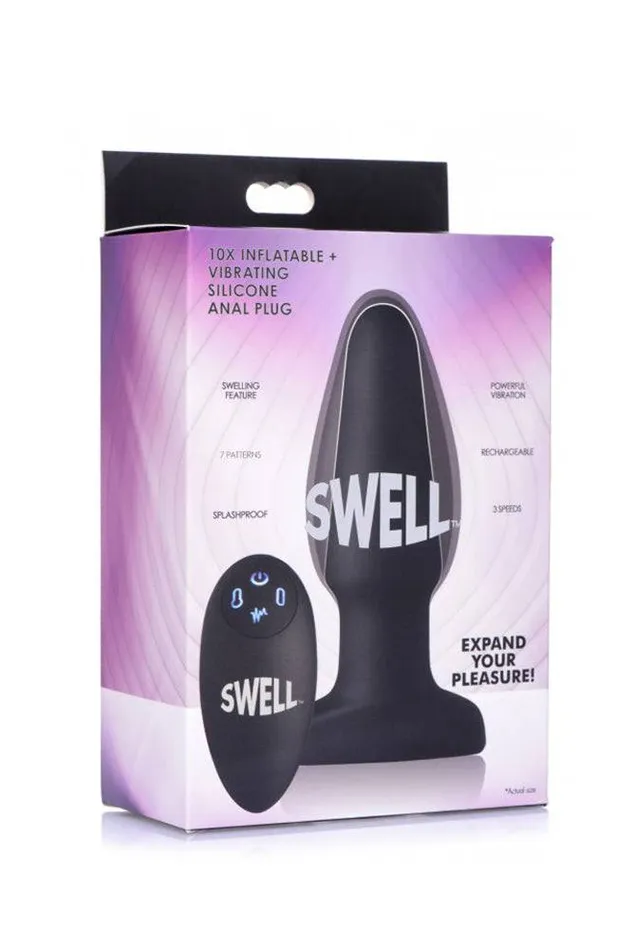 XR Brands Anal XR Brands Swell 10X Inflatable Vibrating Plug Remote Black