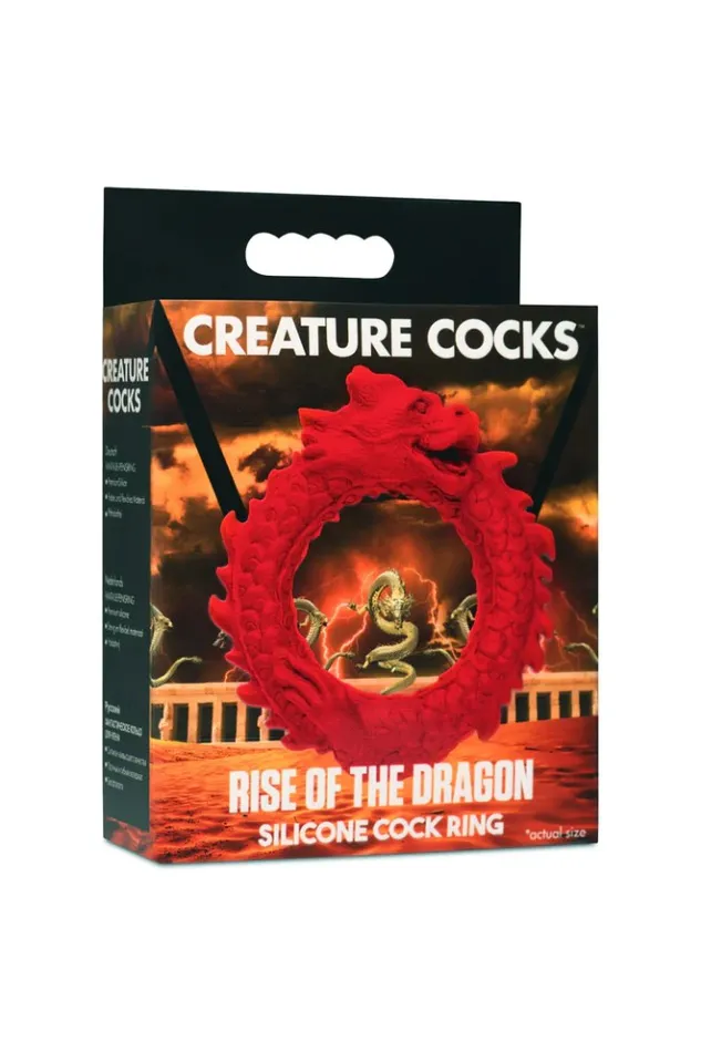 XR Brands Creature Cocks Rise Of The Dragon Silicone Cock Ring Red XR Brands Male Sex Toys