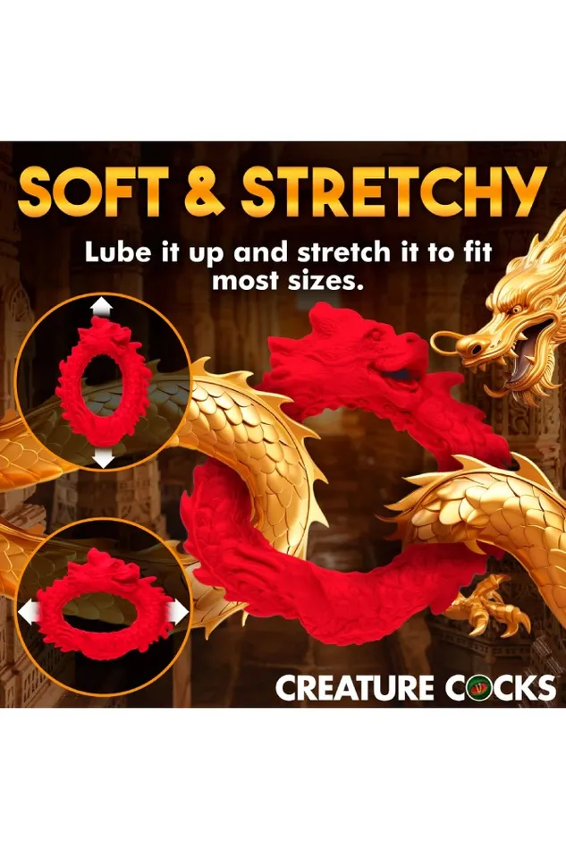 XR Brands Creature Cocks Rise Of The Dragon Silicone Cock Ring Red XR Brands Male Sex Toys