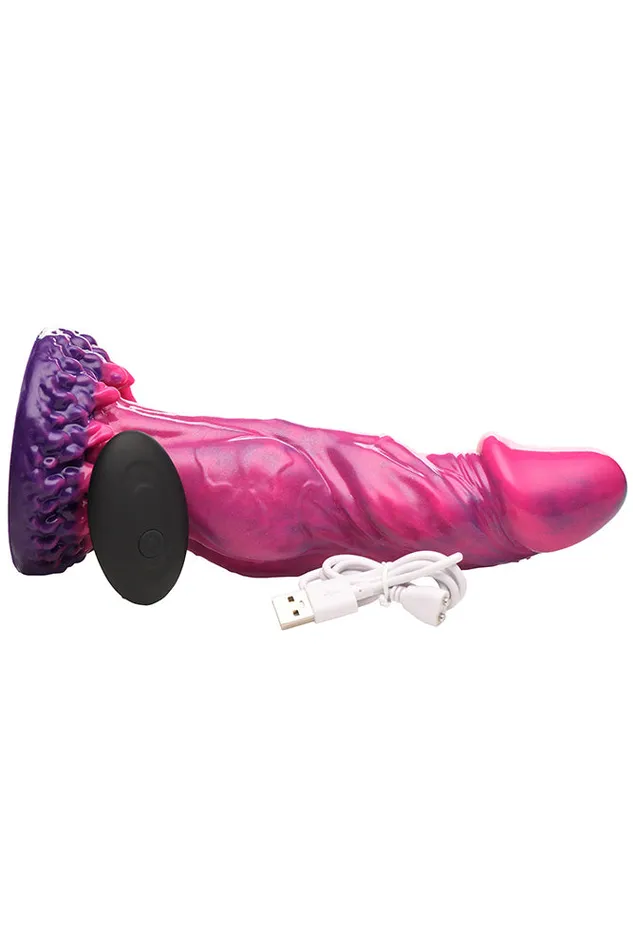 XR Brands Female Sex Toys XR Brands Creature Cocks Xenox Remote Control Vibrating Silicone Dildo Hot Pink