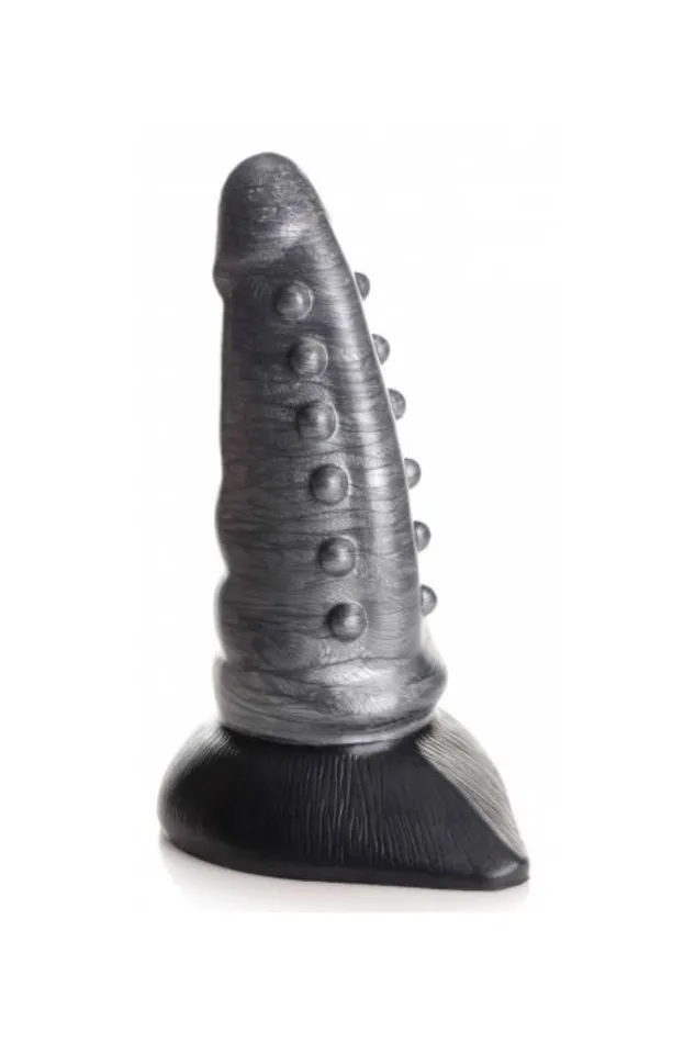 XR Brands XR Brands Creature Cocks Beastly Tapered Bumpy Silicone Dildo Silver Dildos