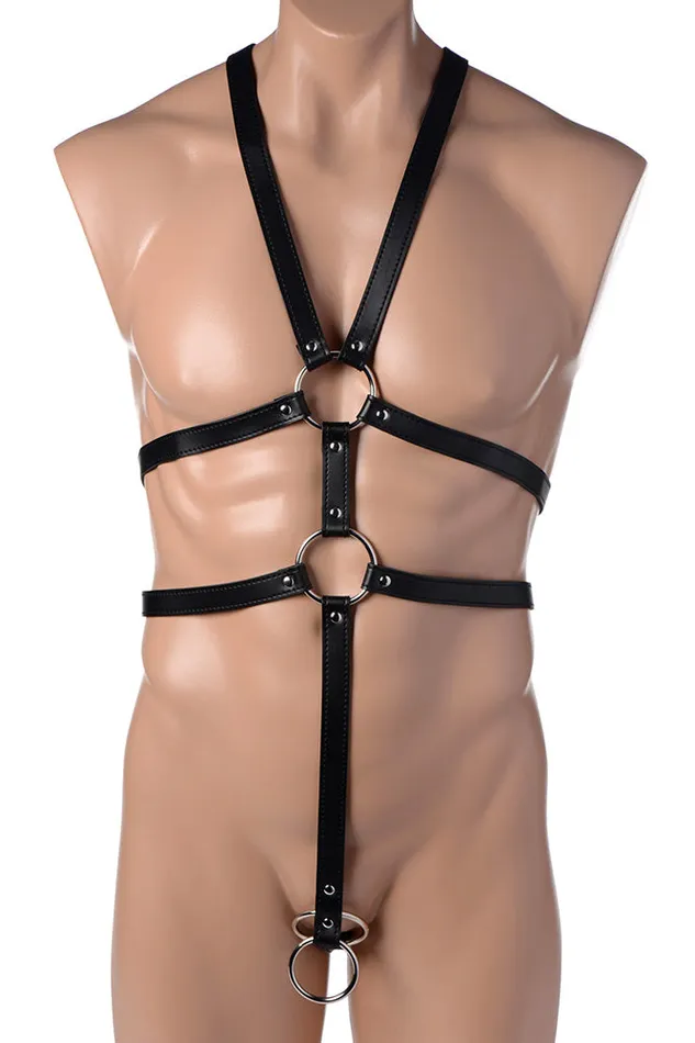 XR Brands XR Brands Strict Male Body Harness Black Anal